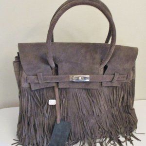 Larettamia Dark Gray, Large Handbag, Fringe, Italy